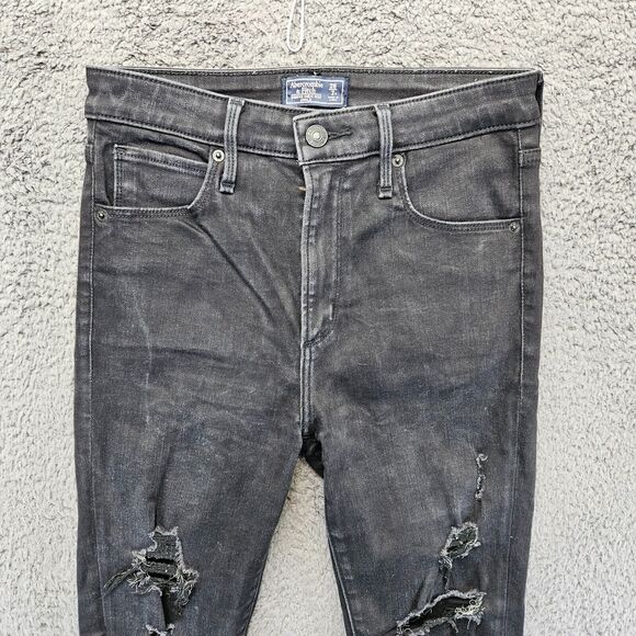 Abercrombie &‎ Fitch Jeans Women Size 26/2 Black Simone High Rise Ankle Skinny - Picture 2 of 9